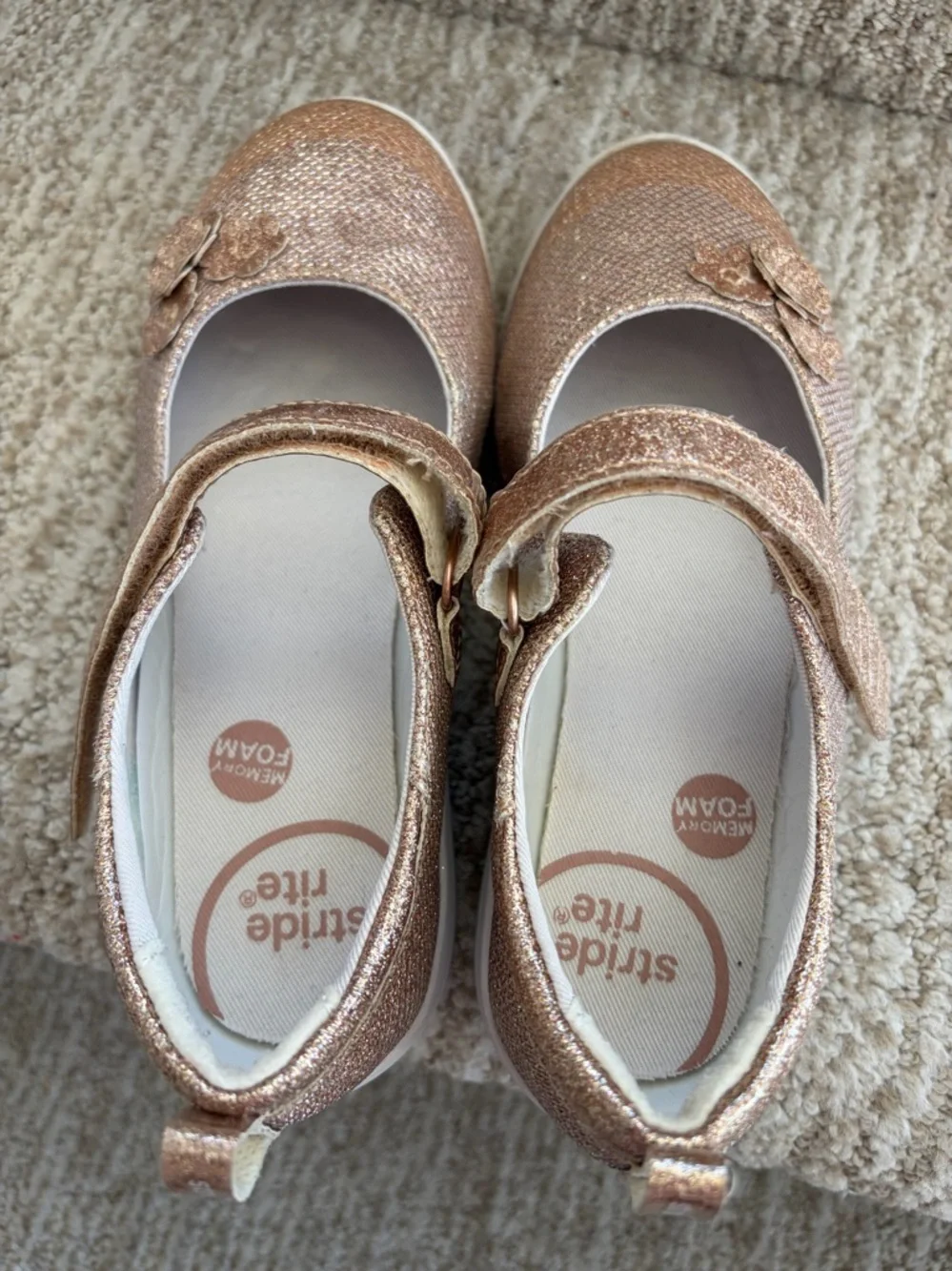 Stride Rite Holly Mary Jane flats in rose gold. Size 2XW. (2 extra wide).